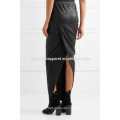 New Fashion Ruched Stretch Leather Maxi Daily Skirt DEM/DOM Manufacture Wholesale Fashion Women Apparel (TA5171S)